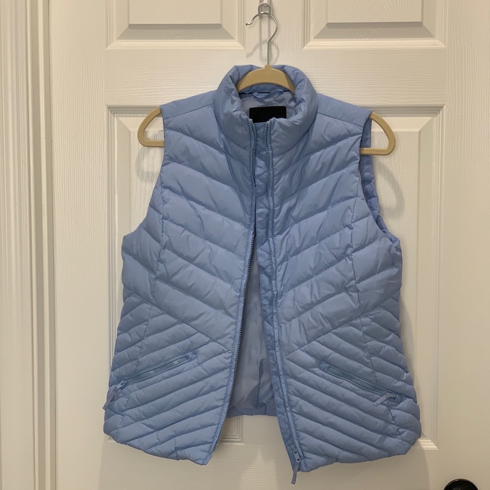 Talbots Petites Periwinkle Blue Down Puffer Vest